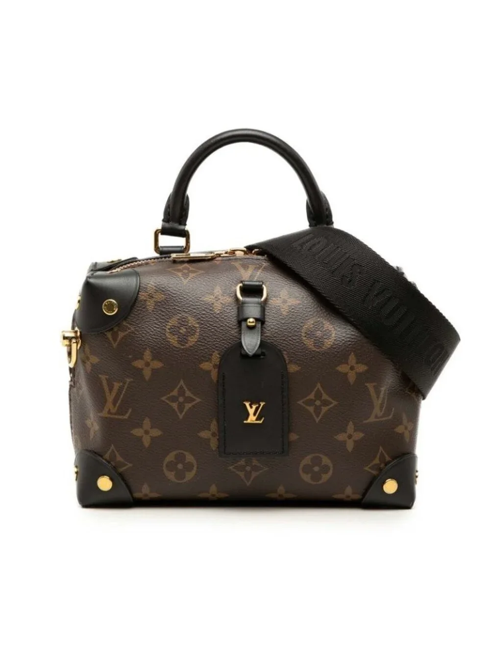 Louis Vuitton Monogram Petite Malle Souple 2-Way Shoulder Bag Brown Leather